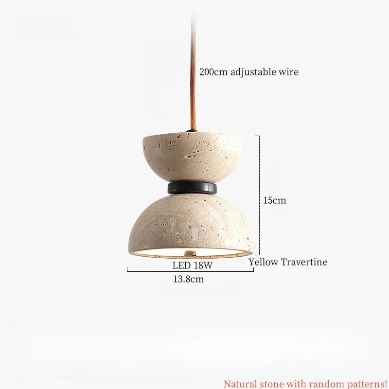 مصابيح إضاءة متدلية من الحجر الياباني DecorBites™ LED - حجر ترافرتين أصفر وWabi Sabi
