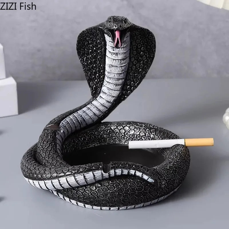 "DecorBites™ Cobra Ashtray: Resin Office Smoking Accessories & Weed Ashtray Gift for Boyfriend"