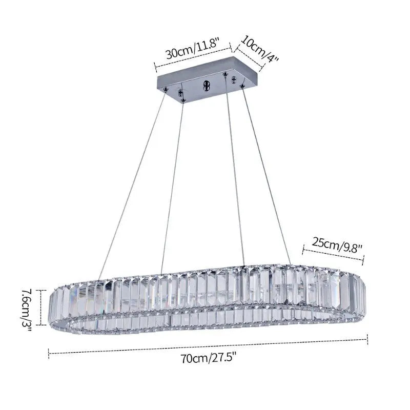 DecorBites™ Crystal Oval Design LED Chandelier: Modern Large Pendant Light for Living Room & Bedroom