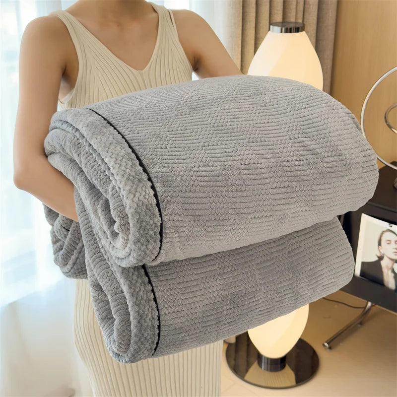 DecorBites™ Cozy Carved Velvet Blanket | Warm, Soft & Breathable | Autumn Winter Sofa Bed Throw