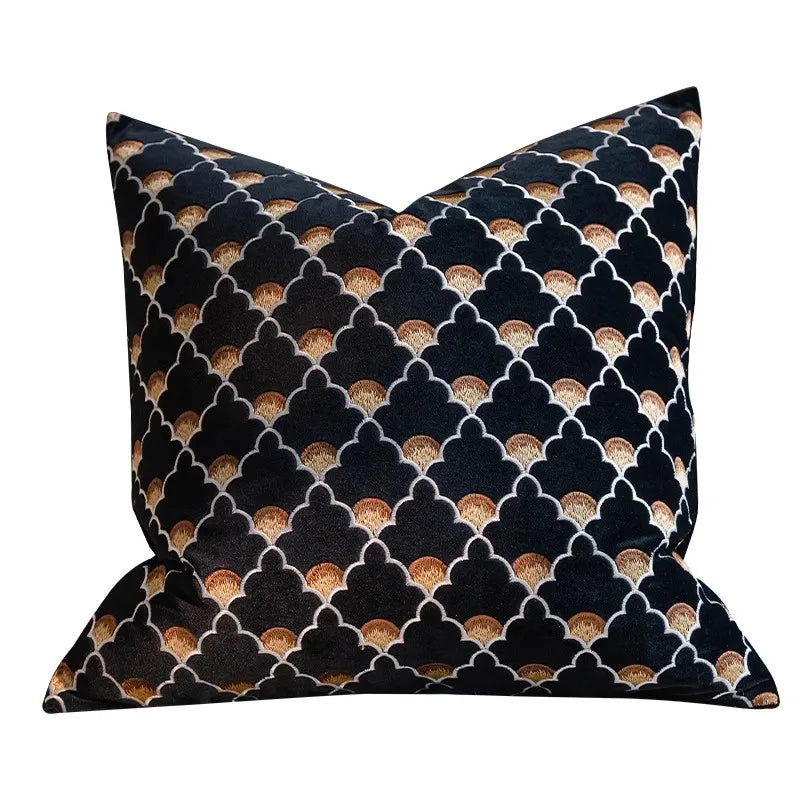 DecorBites™ French Night Velvet Throw Pillow Case with Embroidered Butterflies