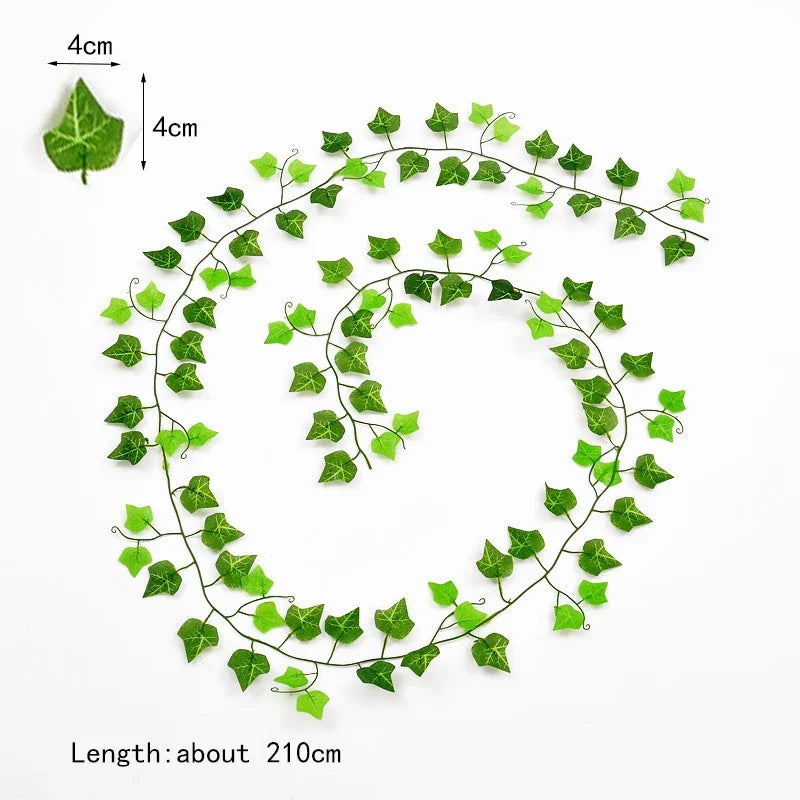 DecorBites™ 12 قطعة 2.2 متر من نبات اللبلاب الأخضر المتدلي للزينة على الحائط من النباتات الاصطناعية