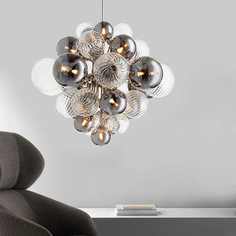DecorBites™ Glass Bubble Ceiling Chandelier LED Living Room Bedroom Decor Minimalist Hanging Lamp