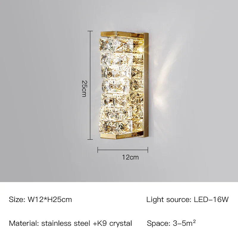 DecorBites™ Applique Murale en Cristal : Design Nordique LED Luxe, Or/Chrome Artistique pour Salon, Chambre à Coucher