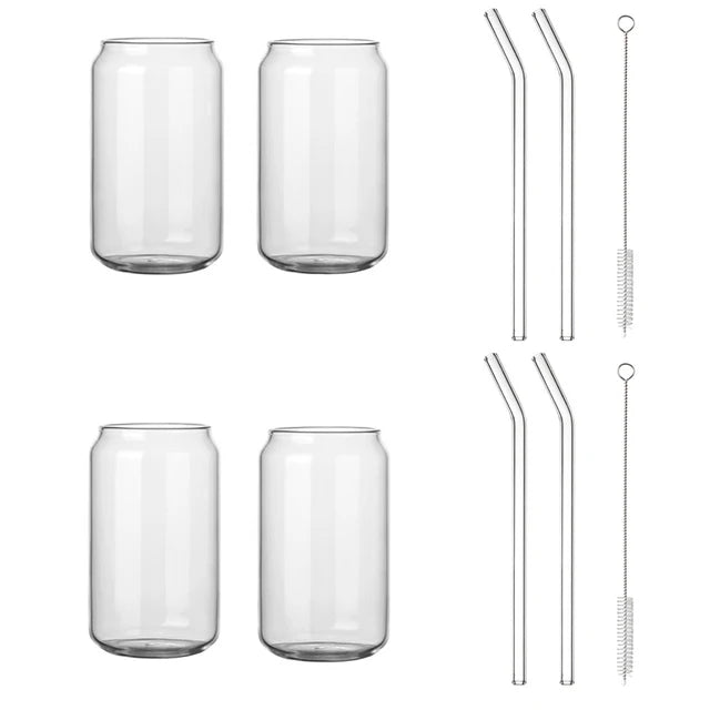 DecorBites™ Glass Drink Cup with Bamboo Lid - High Borosilicate Glass Tea Juice Coffee Mug