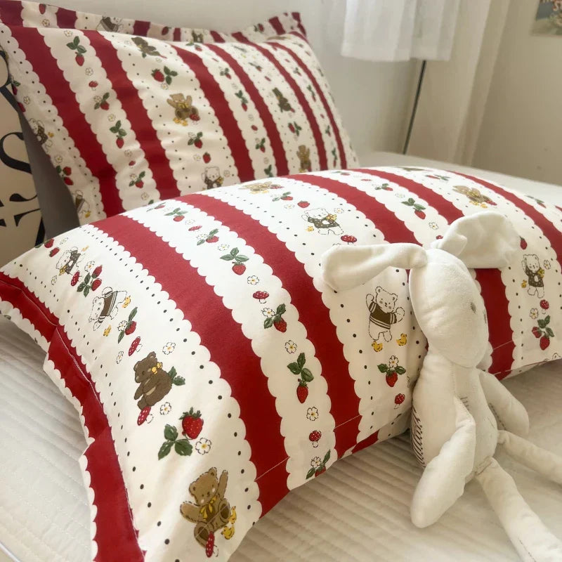 غطاء وسادة من القطن بنقوش زهور كورية من DecorBites™ مقاس 40x60 سم، 48x74 سم، 50x80 سم، غطاء وسادة للمنزل