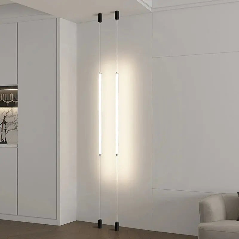 Italian Linear Black Metal & Acrylic Pendant Light