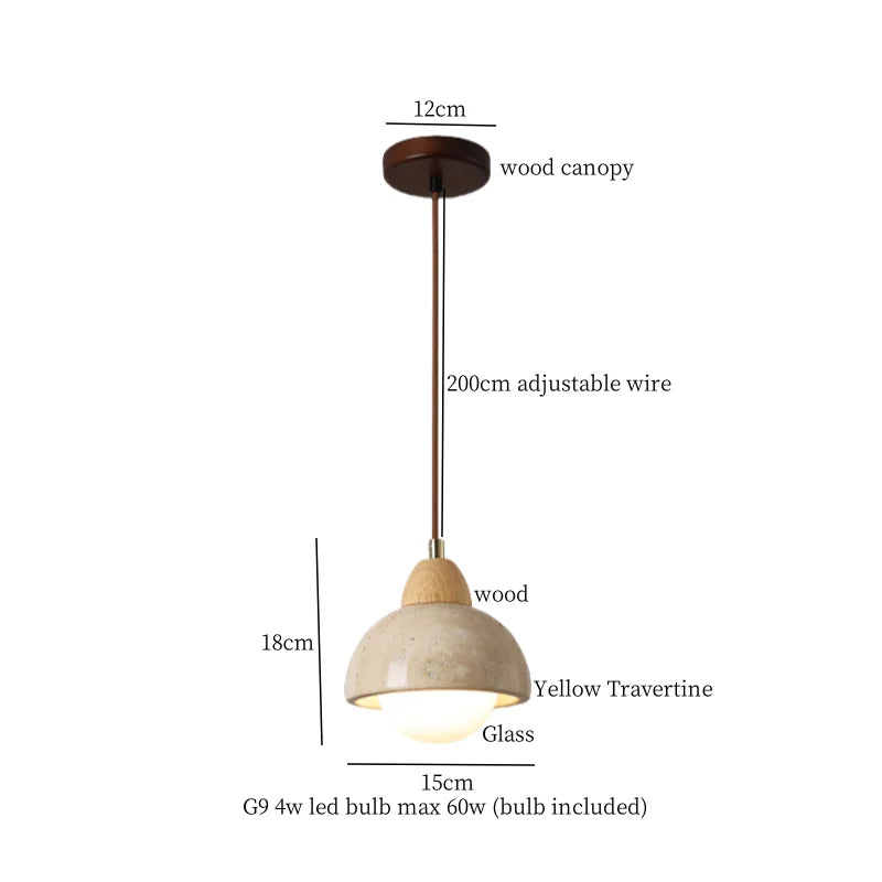مصباح تعليق LED ياباني DecorBites™ من الحجر الجيري الأصفر لغرفة النوم وغرفة الطعام