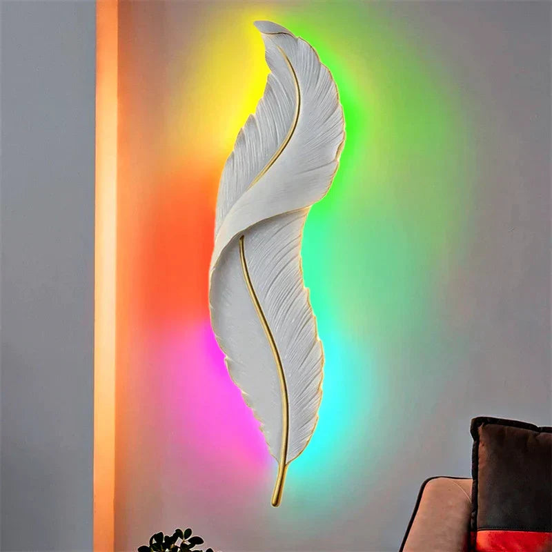 أباليك حائط ريش LED من DecorBites™ لديكور غرف المعيشة والنوم والفنادق والممرات