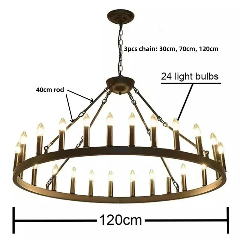 DecorBites™ Black Metal LED Pendant Chandelier for Living Room and Stairs