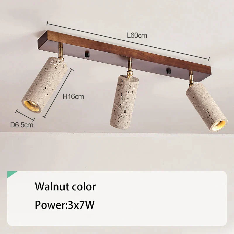 DecorBites™ 3-Head LED Ceiling Spotlight for Living Room, Clothing Store - Stone Wood Spot Light