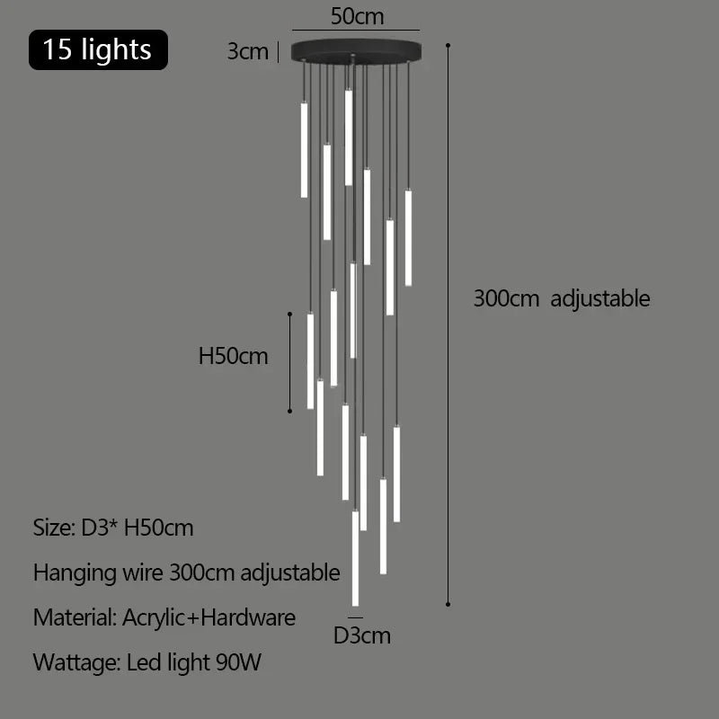 Acrylic Stair Pendant Lights for Modern Villa Decor - DecorBites™ Duplex Loft LED Chandelier