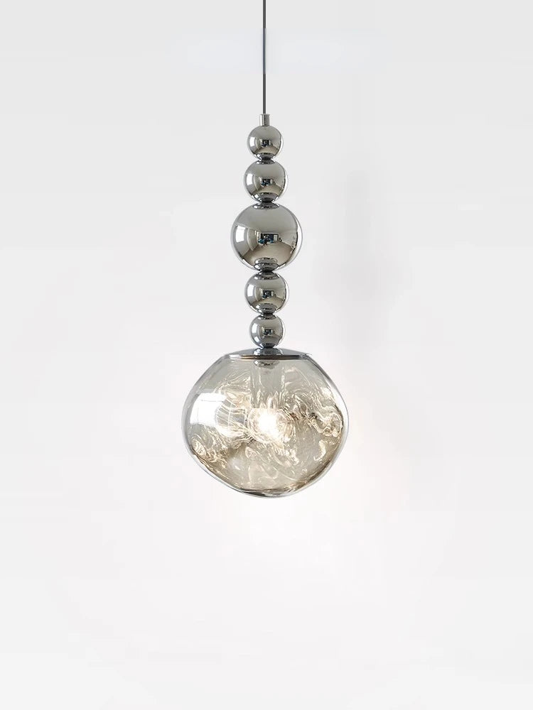 Art Deco Silver Lava Pendant Light in Acrylic and Metal