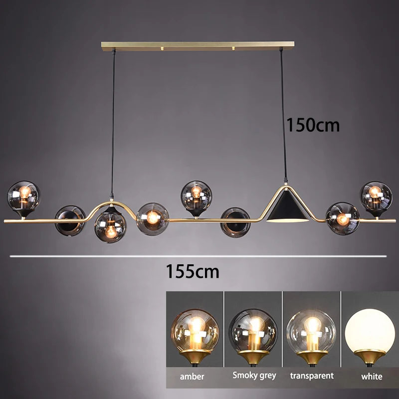 Nordic Glass Globe Pendant Chandelier in Smoky Grey