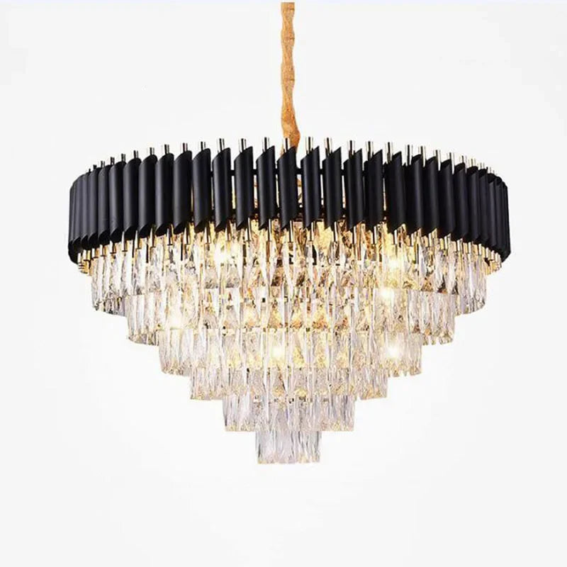 ثريات كريستال ذهبية وسوداء من DecorBites™ بإضاءة LED للسكن الفاخر والضيافة