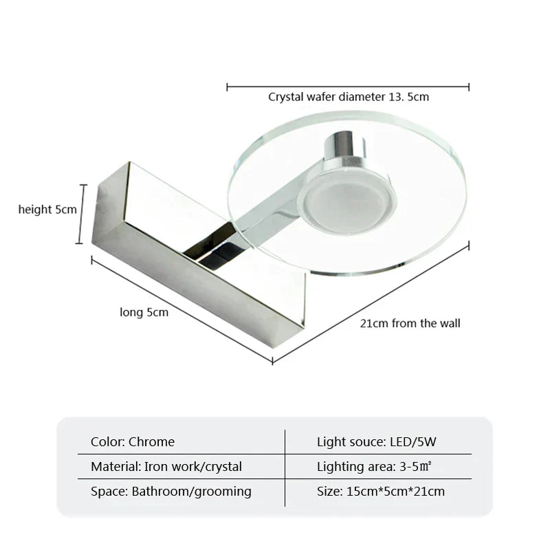 DecorBites™ Acrylic Mirror Headlight Bathroom Wall Lamp LED 5W