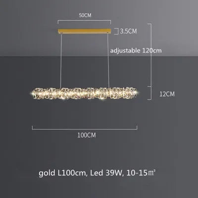 مصابيح قلادة LED كريستالية من DecorBites™ | مصباح حلقي معلق قابل للتعتيم | تركيبات ديكور فاخرة حديثة