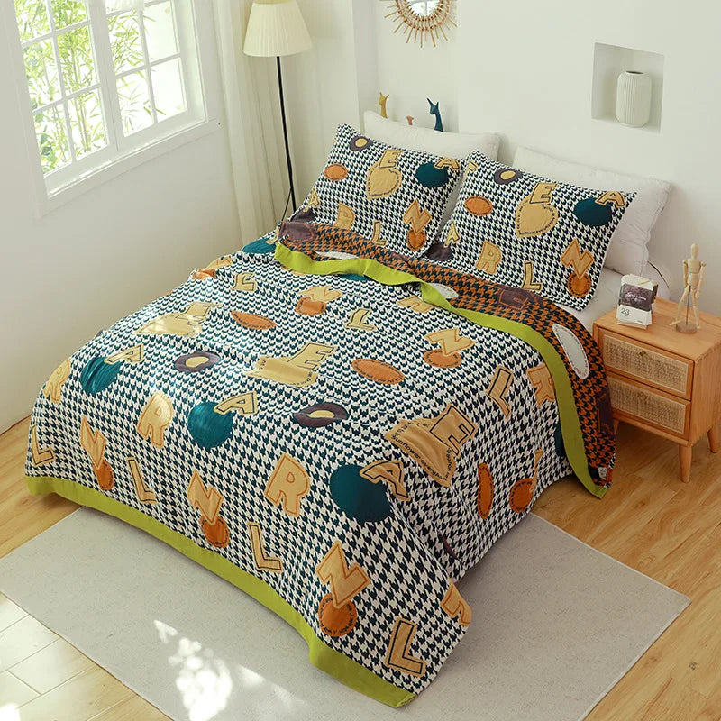 Couverture Serviette en Gaze de Coton DecorBites™ - Jacquard Double Face Teint en Fil pour Adultes et Enfants