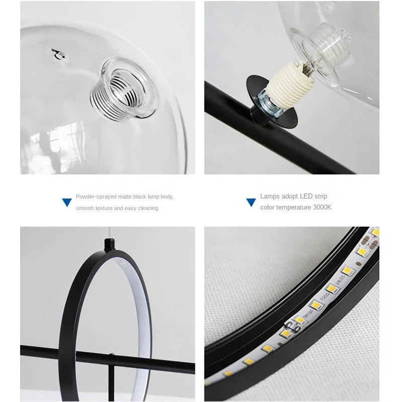 DecorBites™ Glass Ball Pendant Lamps for Dining Room Kitchen Chandelier Lighting