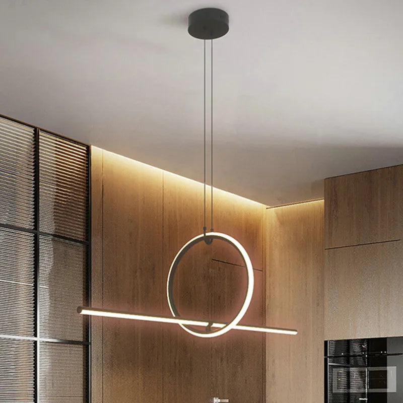 DecorBites™ Black LED Ceiling Chandelier with Remote Control for Modern Minimalist Home Decor