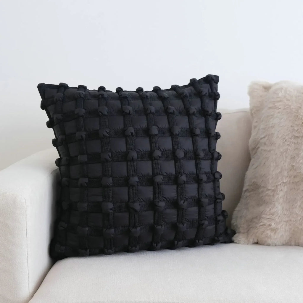 DecorBites™ Cream White Plaid 3D Bubble Cushion Cover - Light Luxury Decorative Sofa Pillow Cover