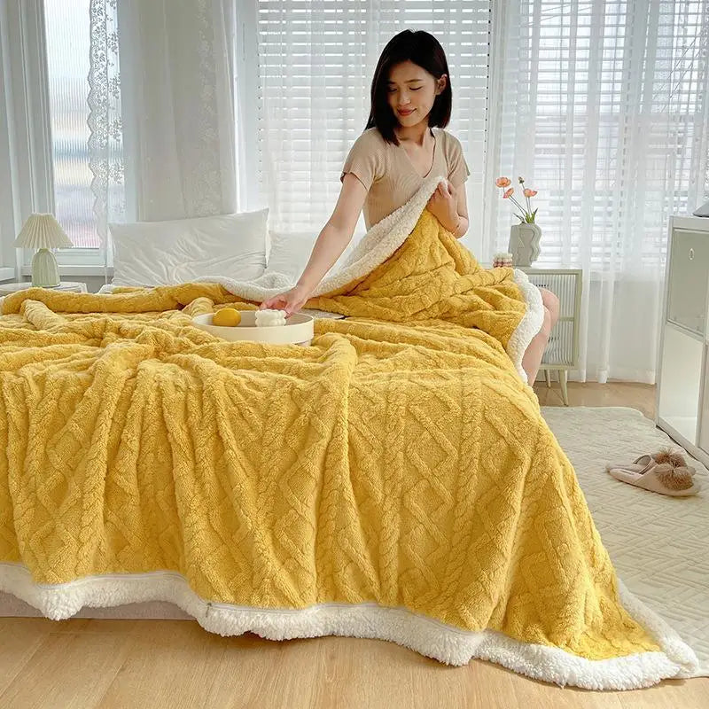 بطانية كورال صوف الغنم ديكور بايتس™ للمنزل والمكتب - غطاء دافئ للأريكة والسرير