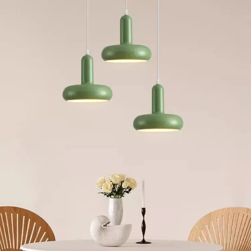 Nordic Cream Mushroom Pendant Light in Painted Aluminum