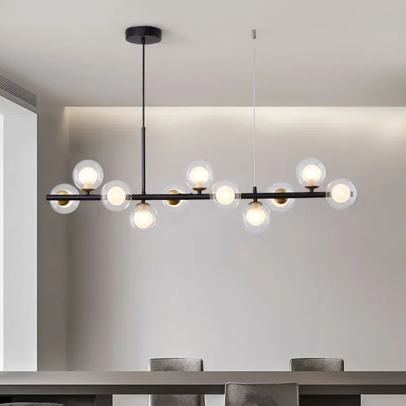 مصباح قلادة LED زجاجي ذهبي من DecorBites™ بـ 11 رأسًا لغرفة المطبخ والطعام