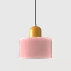 Vintage Stained Glass Mini Pendant Light in Pink Green White