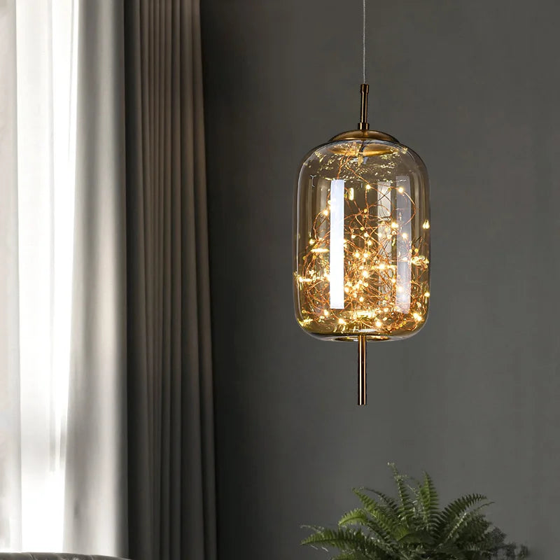 Nordic Star Glass Pendant Light With Long Cord