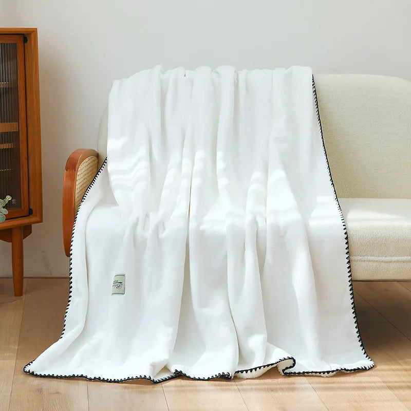 DecorBites™ Double-Layer Warm Blanket: Flannel & Lamb Wool Sofa Blanket
