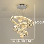 Modern Crystal Ring Staircase Chandelier Pendant Light