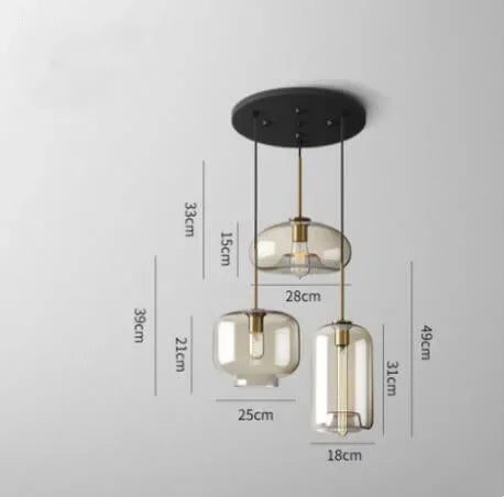 ثريا إضاءة معلقة زجاجية صناعية كلاسيكية DecorBites™ LED للمطاعم والمطابخ