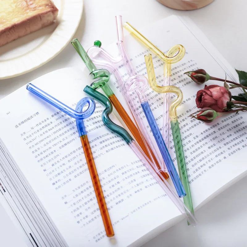 DecorBites™ Glass Flower Handle Stir Bar لأكواب القهوة والمشروبات المختلطة وحفلات المنزل