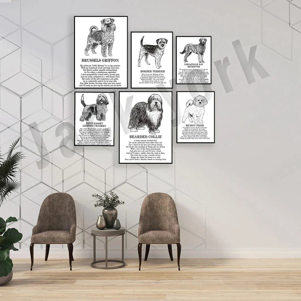 ملصق سلالات الكلاب من DecorBites™: الكلب ذو العرف الصيني، تشيزبيك ريتريفر، بروكسل غريفون، والمزيد