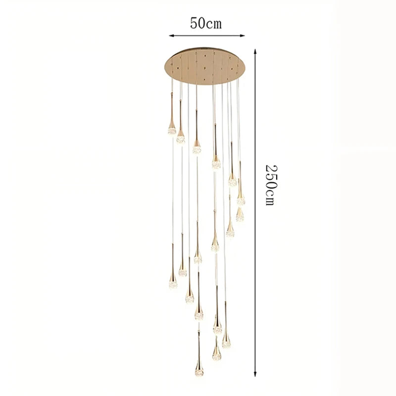 Modern Crystal Pendant Light With Adjustable Height