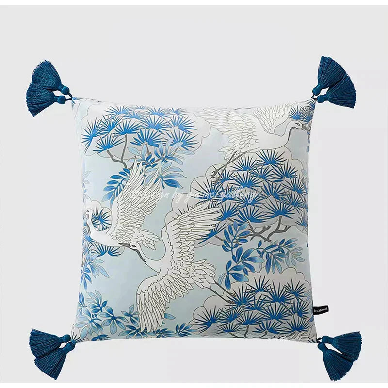 DecorBites™ Crane Art Luxury Throw Pillow Case for Bed & Sofa