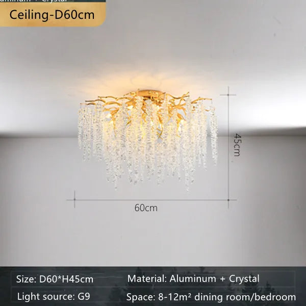 DecorBites™ Crystal Branch Chandelier: Elegant French Style Ceiling Light for Living & Dining Room