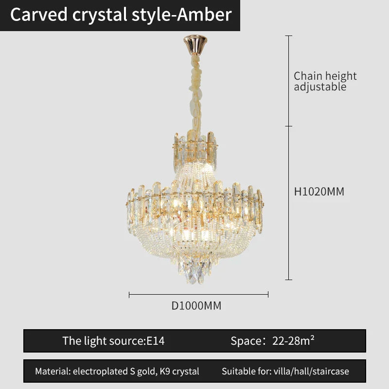 DecorBites™ French Bead Chain Crystal Chandelier for Luxury Spaces