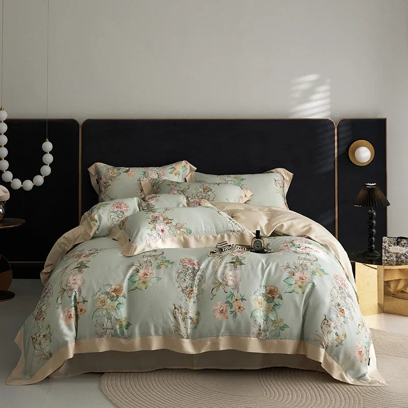 DecorBites™ Eucalyptus Fiber Bedding Set: Duvet Cover, Bed Sheet, Fitted Sheet, Pillowcases