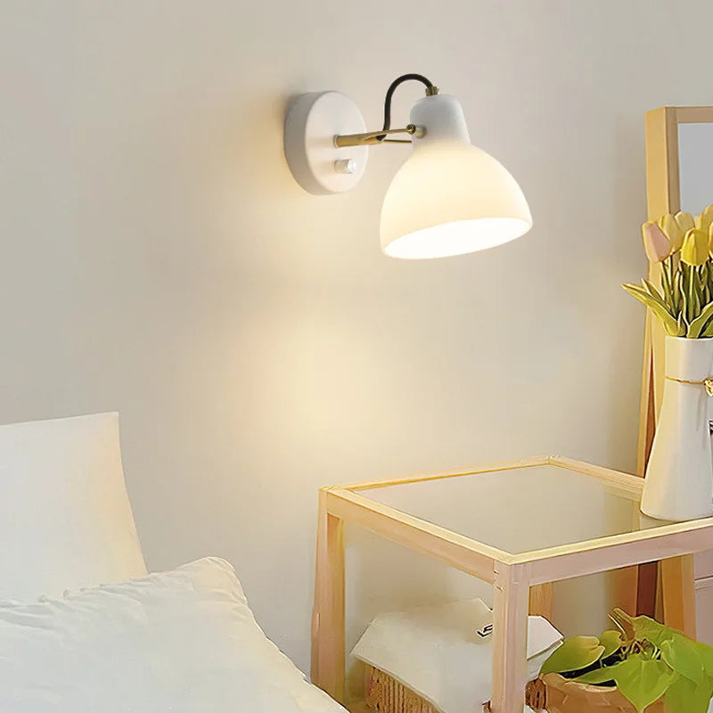 DecorBites™ مصباح جداري LED زجاجي أبيض على الطراز الياباني بإضاءة قابلة للتعديل