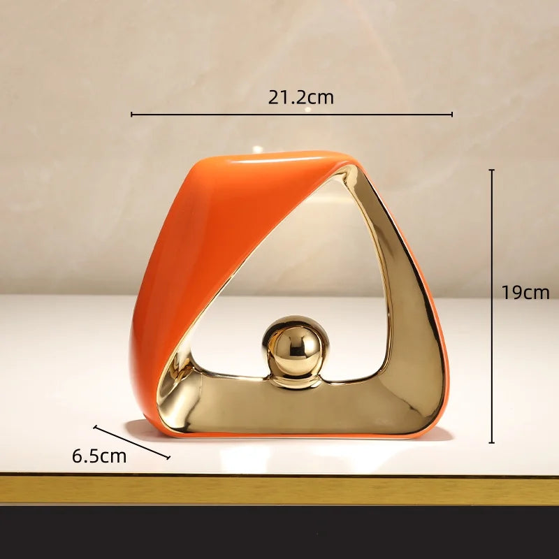 DecorBites™ Geometric Triangles Golden Ball Skeleton Sculpture: Abstract Home Decor Figurine