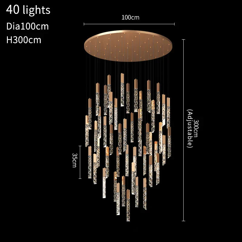 DecorBites™ Crystal LED Chandelier: Modern Luxury Staircase & Living Room Hanging Lamp