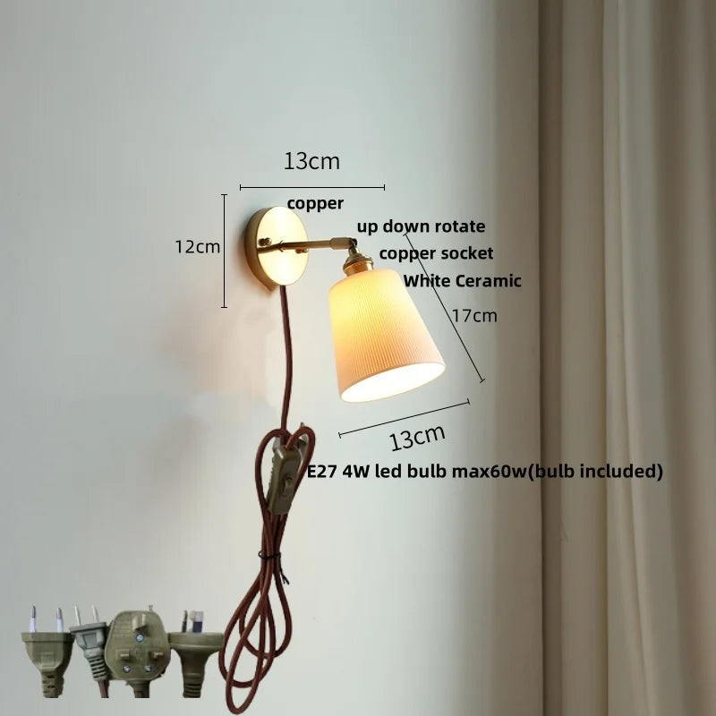 DecorBites™ Ceramic LED Wall Lights with Pull Chain Switch for Bathroom Mirror