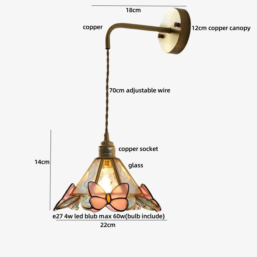 DecorBites™ Tiffany Butterfly Glass Wall Lamp with Adjustable LED Light