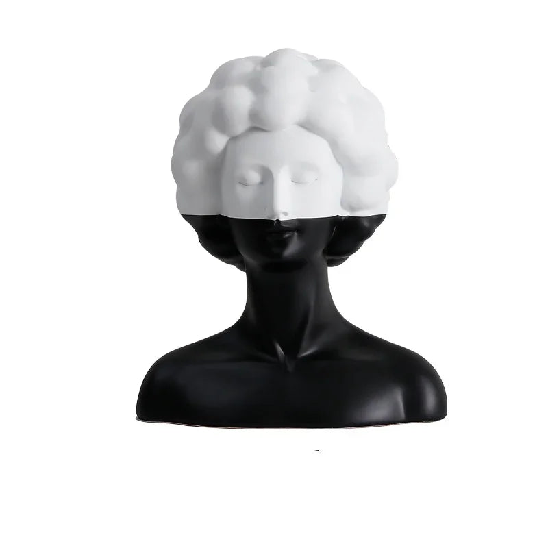 DecorBites™ Abstract Portrait Resin Figure Sculpture Black and White Home Decor