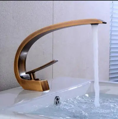 DecorBites™ Black & Gold Modern Basin Faucet with Single Handle for Bathroom