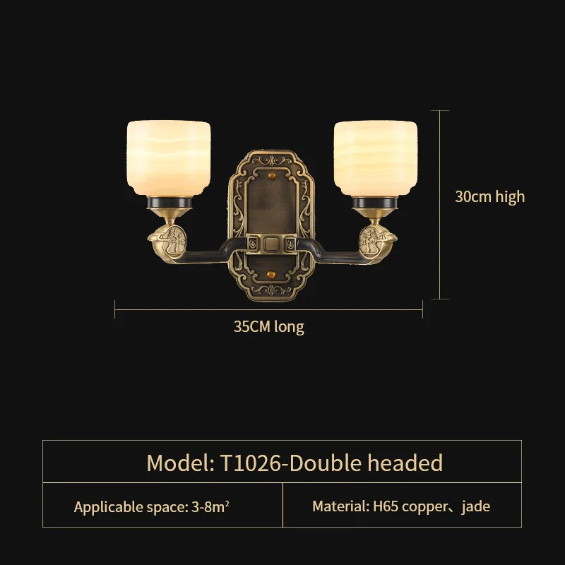 DecorBites™ Copper Jade Duplex Chandelier: Chinese Villa Hall Lighting for Hotel Lobby & Living Room