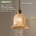 Vintage Amber Glass Pendant Light With Brass Detail