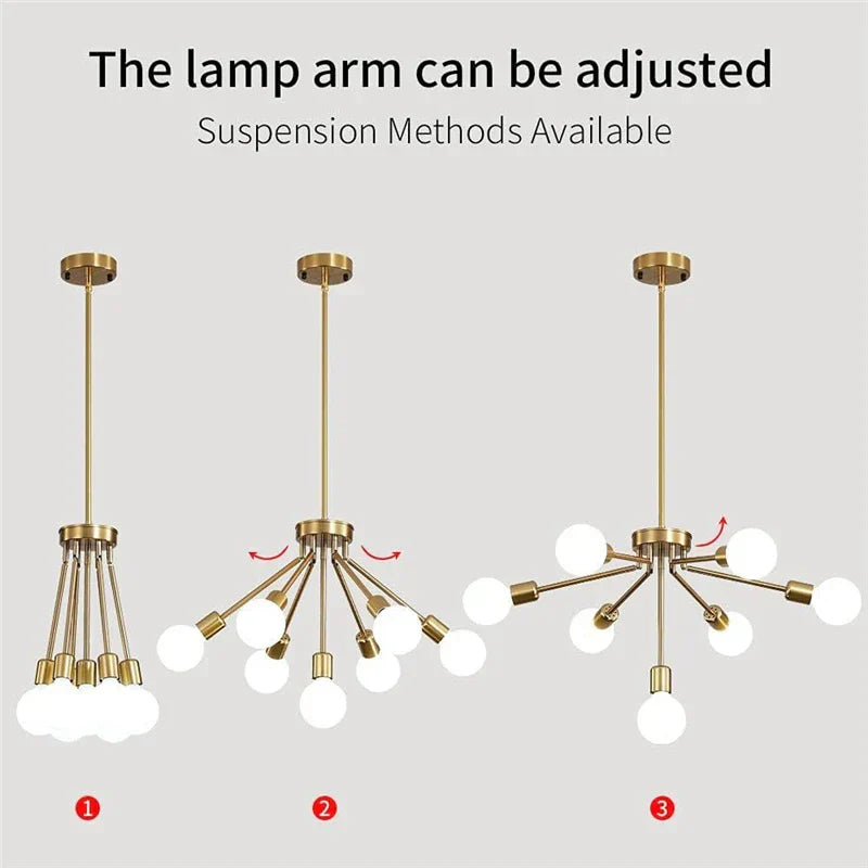 DecorBites™ 8-Head Nordic Ceiling Chandelier in Black White Gold for Modern Home Decor